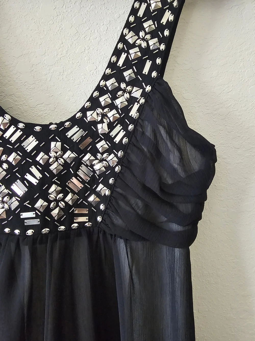 Forever 21 Black Mini Dress with Pink Beaded Bodice